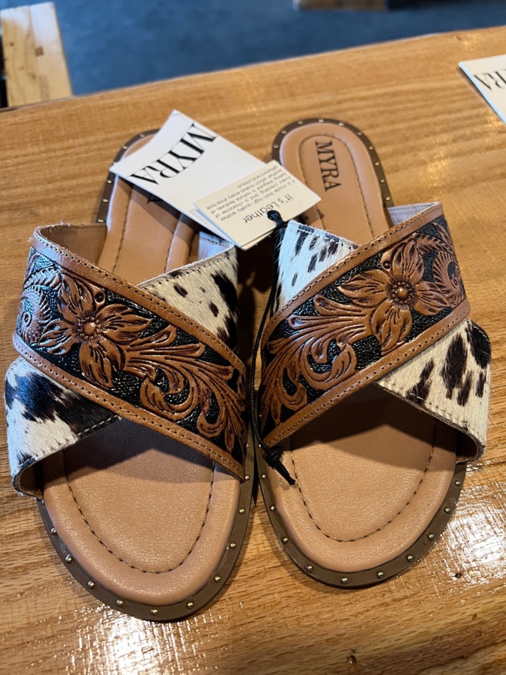 Myra Chappy Western Hand-Tooled Sandles